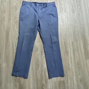 (5) - Men Tasso Elba Blue Stretch Cotton Flat Front Pants  38"W  32"L